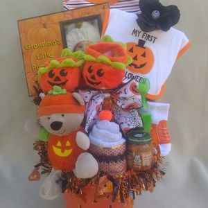 My first Halloween gift baskets, baby's first